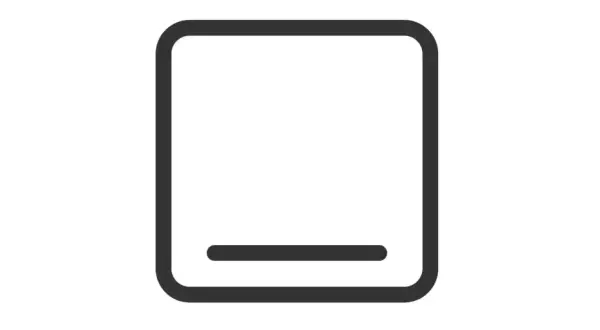 Ikona symbolizująca piekarnik elektryczny. Prostokąt z zaokrąglonymi rogami i poziomą linią na dole.